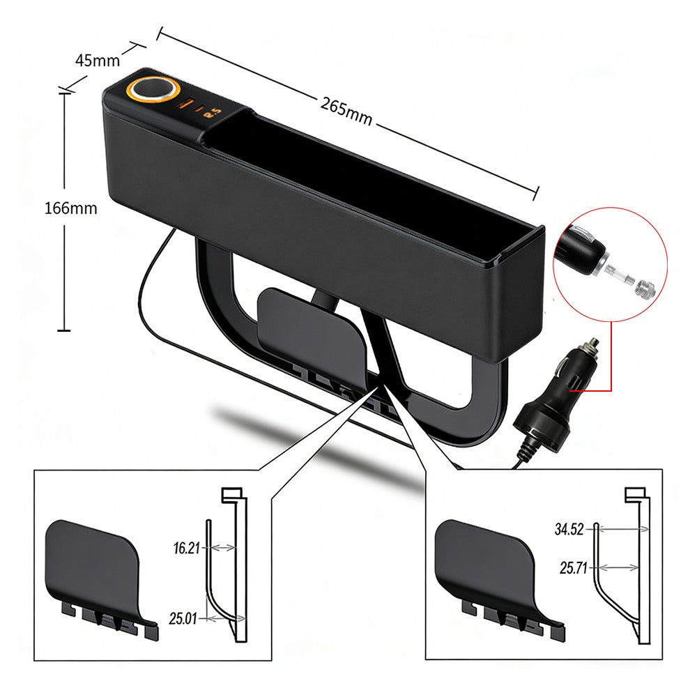 Organisateur de siège voiture avec USB & USB-C – Rangement intelligent